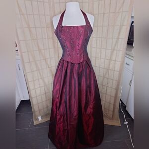 Steppin' Out Burgundy Halter Gown